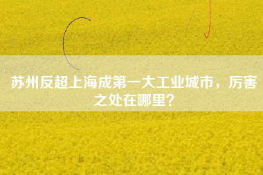 蘇州反超上海成第一大工業(yè)城市，厲害之處在哪里？